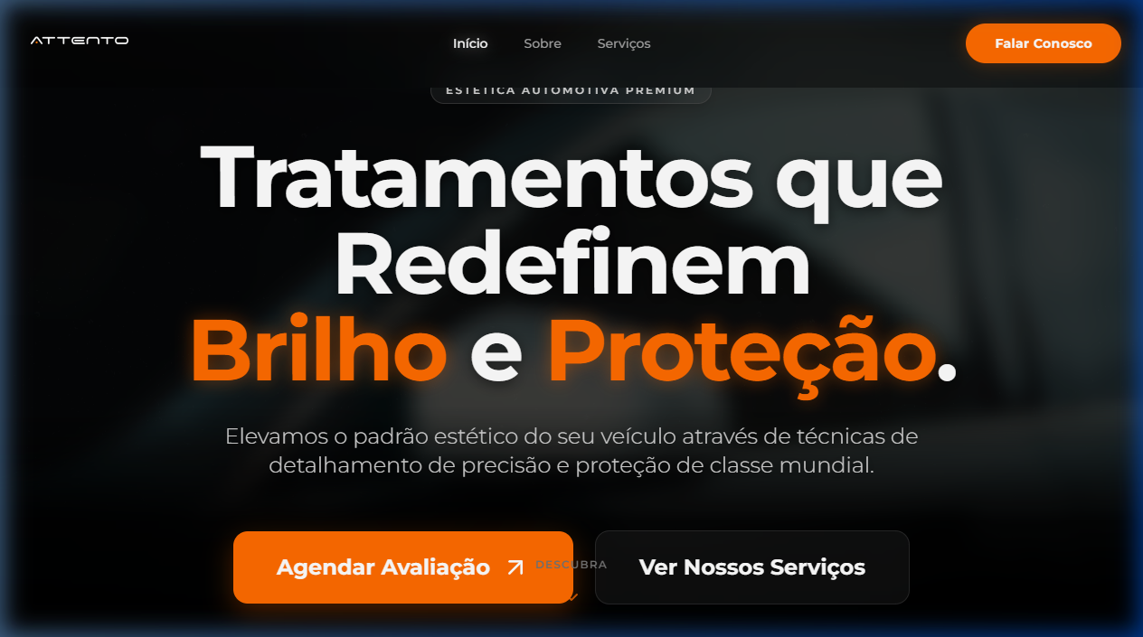 Screenshot do site Attento Estética Veicular
